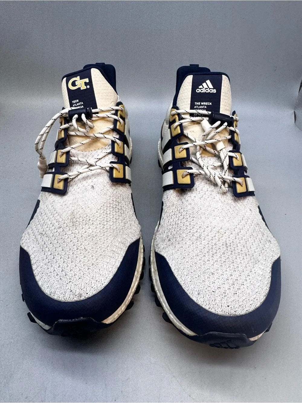 Adidas UltraBoost Georgia Tech Team Issued Shoes Blue White Gold Mens Size 12.5